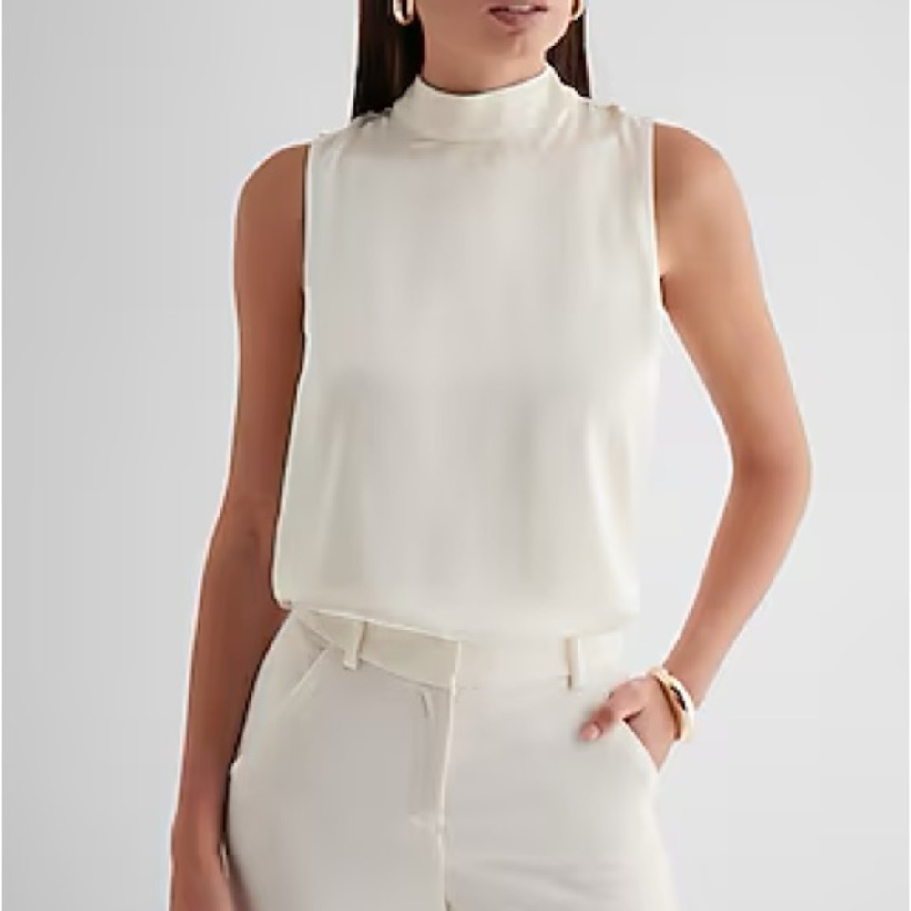Express Satin Mock Neck Sleeveless Tank XS NWT